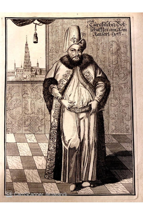 3. Ahmed Dönemi 1723 Tarihli Ahşap Baskı Vezir Gravürü