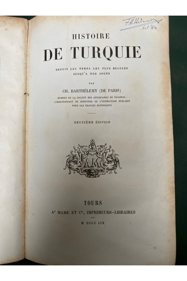 Histoire De Turquie CH. Barthelemy